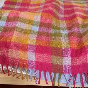 Anthropologie super soft pink plaid throw blanket